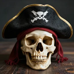 8K Photograph from a skull with a pirate hat