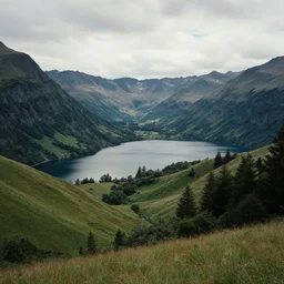 breathtaking scenery by denis villeneuve, lake, mountains, grassy hills, woods, 8 k