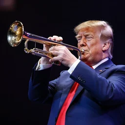 donald trump playing the trumpet, stage light