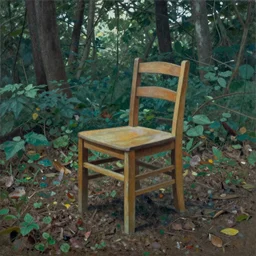 photorealism, chair in the forest wenjun lin