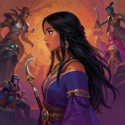 side portrait, 9 0 degrees, maya ali, wind sorcerer, gloomhaven, dota, aesthetic octane render, gaudy colors, matte painting concept art, by jesper ejsing, by rhads and makoto shinkai and lois van baarle and ilya kuvshinov and rossdraws