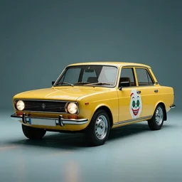 an oldest car Lada 1300, Joker theme, cinematic color grading , unreal engine, hyperrealistic, dynamic lighting, highly detailed, studio light
