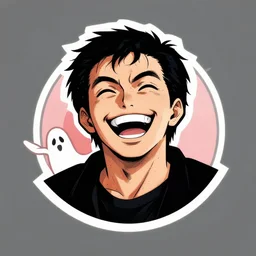 laughing man logo, ghost in the shell, by oi, katsushika
