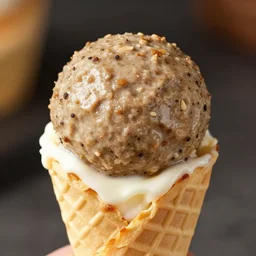 close up high resolution photo of a meatball ice cream cone, very tasty, food photography, instagram, ultra detailed, trending, 4 k.
