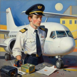 a messy painting of prince as an airplane captain in the style of laszlo moholy - nagy and noriyoshi ohrai, trending on artstation, highly detailed, digital art