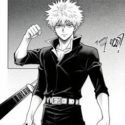 manga art of a hero, half - tone, trending on pixiv, by kohei horikoshi