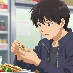 close up image of ryosuke takahashi getting food at a drive - through, initial d anime, initial d anime 1 0 8 0 p, initial d stage 1, detailed anime face, initial d 1 9 9 8