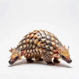 colorful pangolin, high detail photograph, full body, isolated on a pure white background, centered, entire subject in frame, sharp focus, soft studio lighting