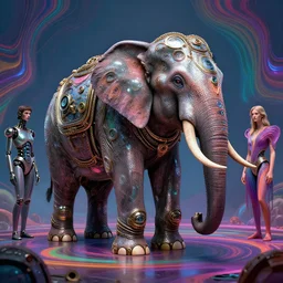mirror elephant, half robot, implants, steampunk, lsd - color, bad trip, surrealism, by leesha hannigan, wayne haag, reyna rochin, ignacio fernandez rios, mark ryden, iris van herpen, highly detailed, epic, octane render, excellent composition, 8 k, trending on artstation, cinematic lighting, masterpiece, behance contest winner, stunning,
