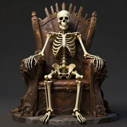 a skeleton standing behind an empty throne, detailed digital art, artstation