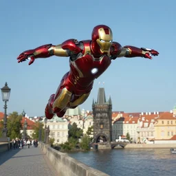 richard gere plays iron man, flies over charles bridge in prague