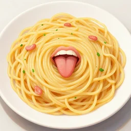 a plate of spaghetti but all of the spaghetti is tongues