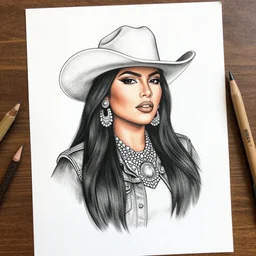 drawing of a woman in the style of chicano street style tattoo