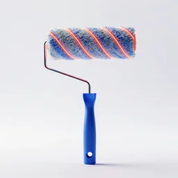 neon paint roller, stylized 3d render, isolated on a pure white background, centered, entire object in frame, sharp focus, soft studio lighting