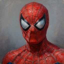 portrait of spiderman, oil painting by kinga nowak, 2 1 th century, art, oil on canvas, wet - on - wet technique, highly realistic, expressive emotions, intricate textures, illusionistic detail, 4 k