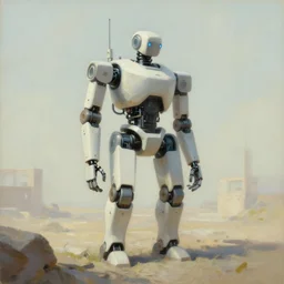 a robot takeover, aesthetic, oil painting, pale colors, high detail, 8 k, wide angle, trending on artstation,