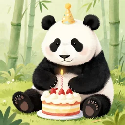 illustration of panda bear birthday by criswell, debbie
