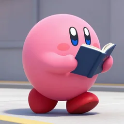 giant pink kirby from nintendo walking on the sidewalk dressed in formal clothes, reading for a party, portra 800, wormhole creation opens the gate to space and infinite stars