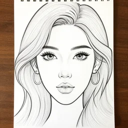 colouring sheet of a beautiful woman face