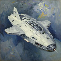 A very detailed oil painting of a huge spaceship by Kandinsky