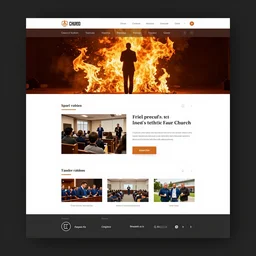fire themed website for a church, home page screenshot, award winning webdesign