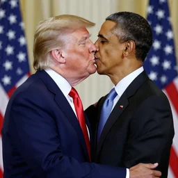 donald trump and barrack obama kissing, 4k, photo, realistic,