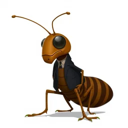 flat 2 d : : cockroach character securityguard : : black suit tie : : head torso legs feet : : lorax movie : : artstation