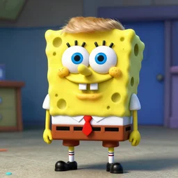 Donald Trump in SpongeBob SquarePants body, hyper realistic photography, 8k,