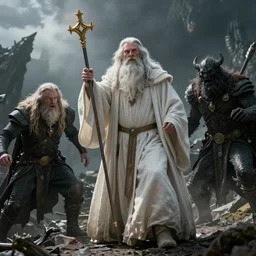 Gandalf explains that he killed the Balrog. He was also killed in the fight, but was sent back to Middle-earth to complete his mission. He is clothed in white and is now Gandalf the White, for he has taken Saruman's place as the chief of the wizards.