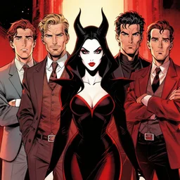rafael albuquerque comic art, peter mohrbacher, phil noto, artgerm, pretty evil elizabeth olson witch, black and red dress, symmetrical eyes