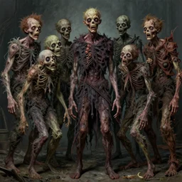 grotesque zombie monsters, by rutkowski and giuseppe arcimboldo, james jean and erik jones and rhads, ultradetailed, photorealistic details, full frame, trending artstation