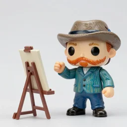 joyous, fit, powerful, vincent van gogh standing next to easel, stop motion vinyl action figure, plastic, toy, butcher billy style