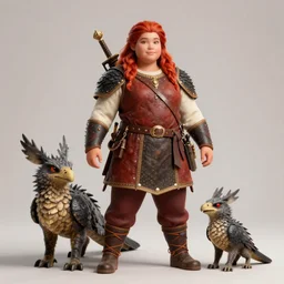 hyper realistic photo of medieval chubby beautiful rogue hunter girl with a raptor, full body, rule of thirds, conceptart, saturated colors, cinematic, greg rutkowski, brom, james gurney, mignola, craig mullins, artstation, cgsociety
