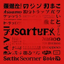 random japanese words in the red and black color as scarlxrd album cover