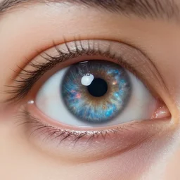 macro photo of a human eye, galaxy reflecting off the eye, studio lighting, photorealistic