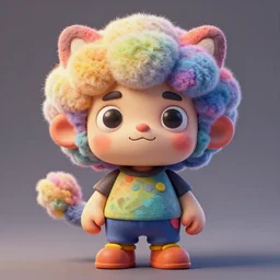 cuddly colourful caricature - 3 d vfx art - of fluff, art style by zdzisaw beksinski, tadanori yoko & hsiao - ron cheng, character concept art, unreal engine render, digital illustration, sharp, intricate detail, volumetric light, ray tracing, soft light, claymation style, symmetric, acrylic on canvas, pinterest, artstation, beh