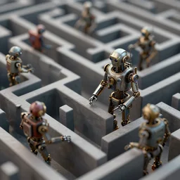 steampunk robots in a maze by otto dix, tilt shift, ultra realistic, unreal engine, trending on artstation, 4 k