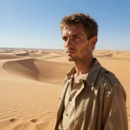 portrait of a vast desert, second world war, north africa highly detailed, sunny, blue sky, cinematic lighting, high angle, godrays, volumetric, photorealistic, digital art painting by greg rutkowski