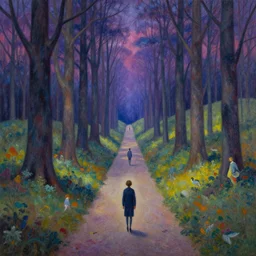 a strange, hauntingly beautiful, vibrant dreamscape | introspective meandering fantasy endless path | gouache painting by max masnyy, jakub gazmercik, and mc escher, surrealism, trending on artstation
