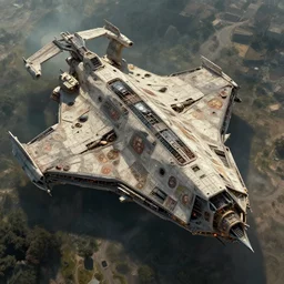 birdseye view of a spaceship, folding - time, ultra - realistic, concept art, intricate details, eerie!, highly detailed, photorealistic, octane render, 8 k, hdr, unreal engine. art by artgerm and greg rutkowski and alphonse mucha