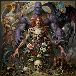the platonic ideal of flowers, rotting, insects and praying of atropine cletus kasady ultimate carnage thanos dementor wild hunt doctor manhattan chtulu nazgul mandelbulb davinci, d & d, fantasy, ego death, detailed, intricate, hyperrealism, intense, scary, decay, art by artgerm and greg rutkowski and alphonse mucha and giuseppe arcimboldo