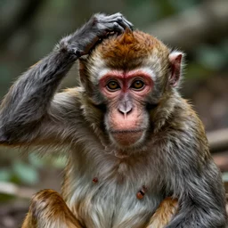 a confused monkey scratching its head. sharp focus, smooth, trending on artstation, concept art, extremely detailed, male