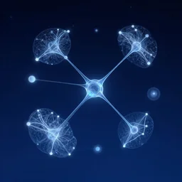 several points connecting in space, like neural connections