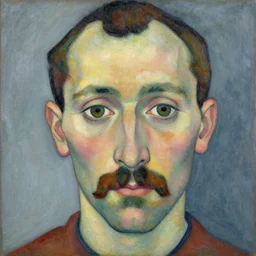 a male face with a mustache. fauvism