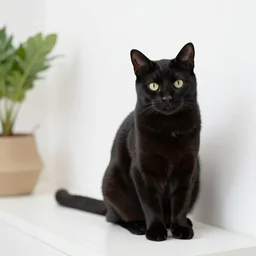 national geographic photograph of a black cat sitting in a white room
