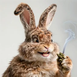 hyper realistic, portrait of a derpy mr. bean!! big chungus, with bunny rabbit ears, very fuzzy, furry, smoking weed, big smile, buck teeth, bright balanced lighting, by greg rutkowski, scott m fischer, artgerm, loish, slight glow, atmospheric, anne stokes, alexandros pyromallis, 4 k, 8 k