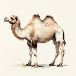 outline sketch of a whole camel showing head, hump, legs and tail, professional artist