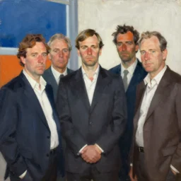 money highly detailed oil painting by francis bacon, edward hopper, adrian ghenie, glenn brown, soft light, 4 k, blue orange black and white,