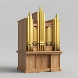 a detailed render of an isolated lonely pipe organ in a church, with large golden pipes, trending on artstation, render, 3 d, octane, 4 k, 8 k, unreal engine, cinema 4 d
