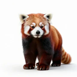 majestic red panda, clean 3d render, full body, isolated on a pure white background, centered, entire subject in frame, sharp focus, soft studio lighting
